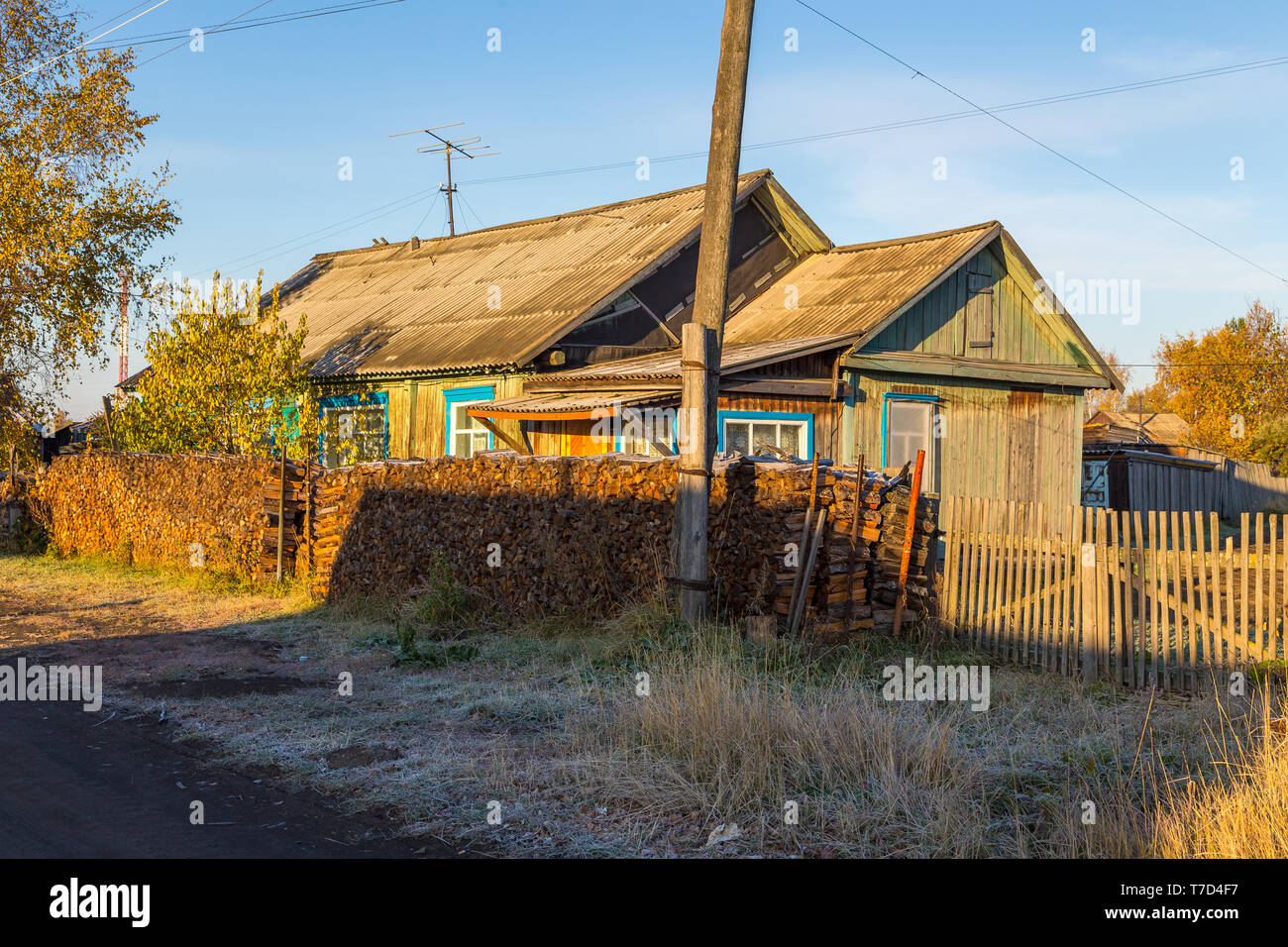 Wooden, old house in Kozyriewsk on the Kamchatka Peninsula. Wood