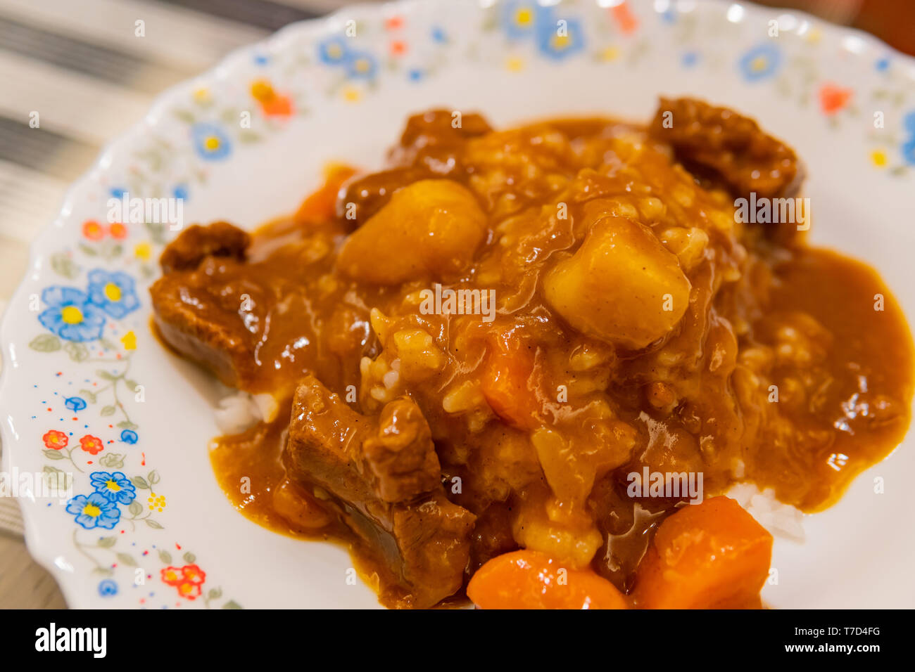 Taiwan Curry Rice Close up shot of curry on the rice, ate at Taipei, Taiwan Stock Photo ...