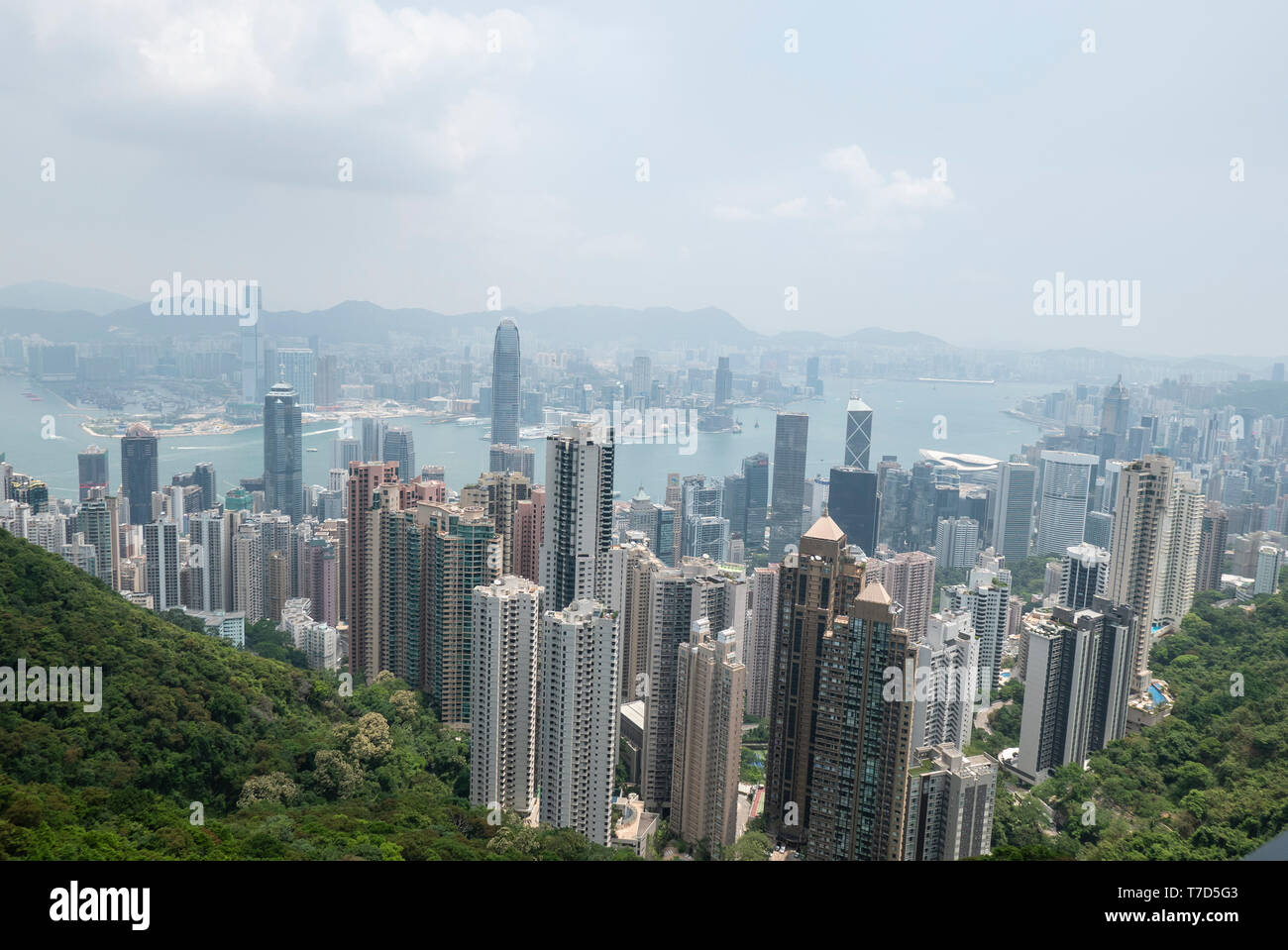 Hong Kong city view from Victoria Peak accross to Kowloon Stock Photo