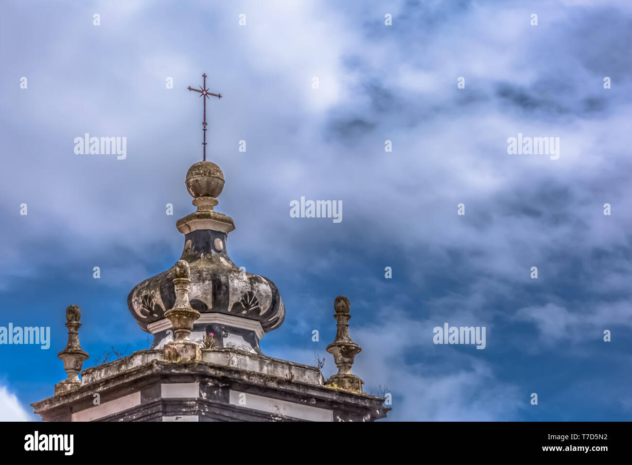 Obidos / Leiria / Portugal - 04 04 2019 : Detailed view of a catholic  church top tower on medieval village inside the fortress and Luso Roman  castle o Stock Photo - Alamy