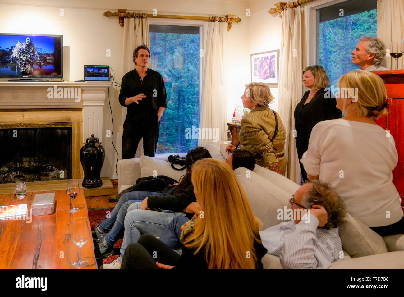 Akashinga talk by Damien Mander, former Australian Naval Diver, Special Operations Sniper, founder International Anti-Poaching Foundation. Stock Photo