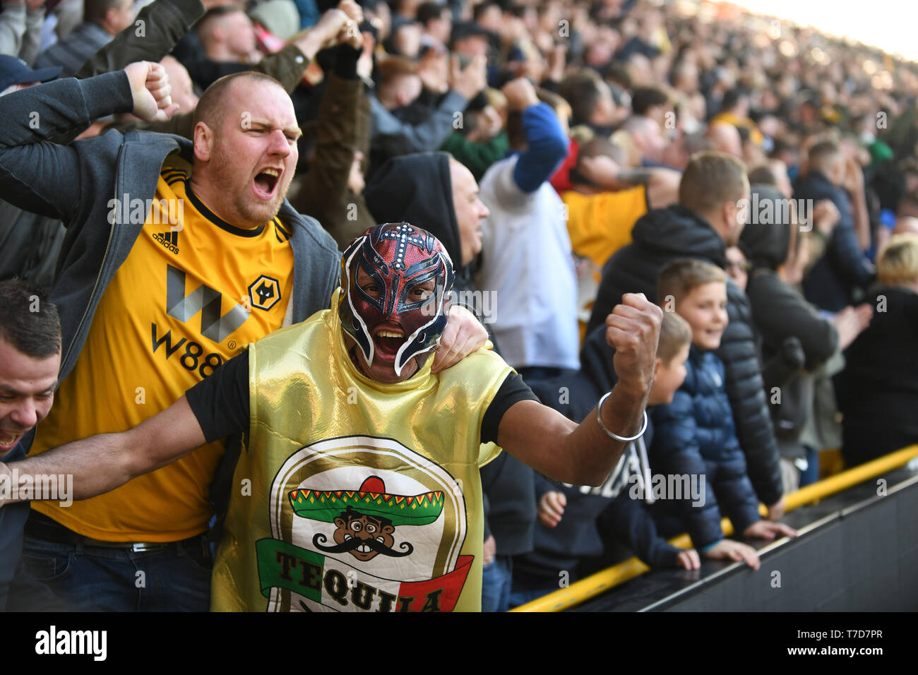 Football fan supporter wearing Mexican mask Britain UK Stock Photo