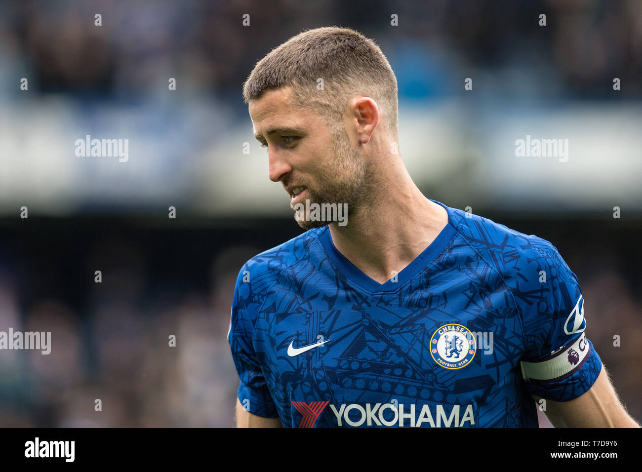 LONDON, ENGLAND - MAY 05: Gary Cahill of Chelsea FC during the Premier League match between Chelsea FC and Watford FC at Stamford Bridge on May 5, 2019 in London, United Kingdom. (Photo by Sebastian Frej/MB Media) Stock Photo