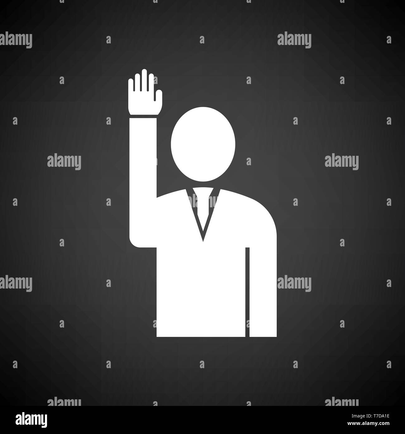 Voting Man Icon. White on Black Background. Vector Illustration Stock ...