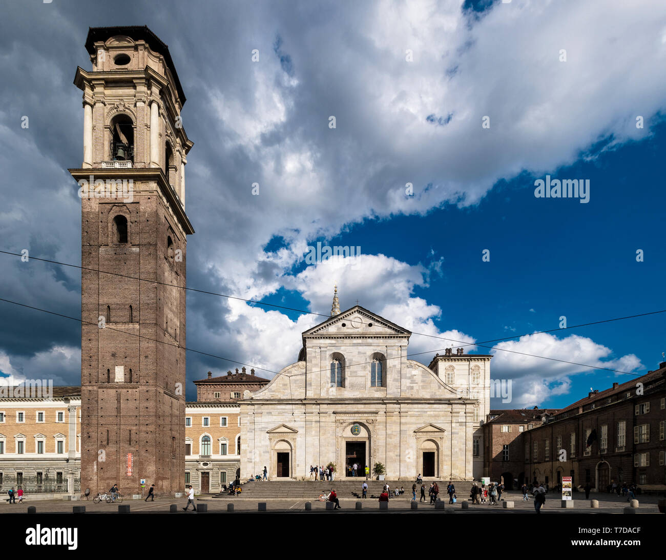 Italy Piedmont Turin San Giovanni cathedral and Bell Tower Stock Photo