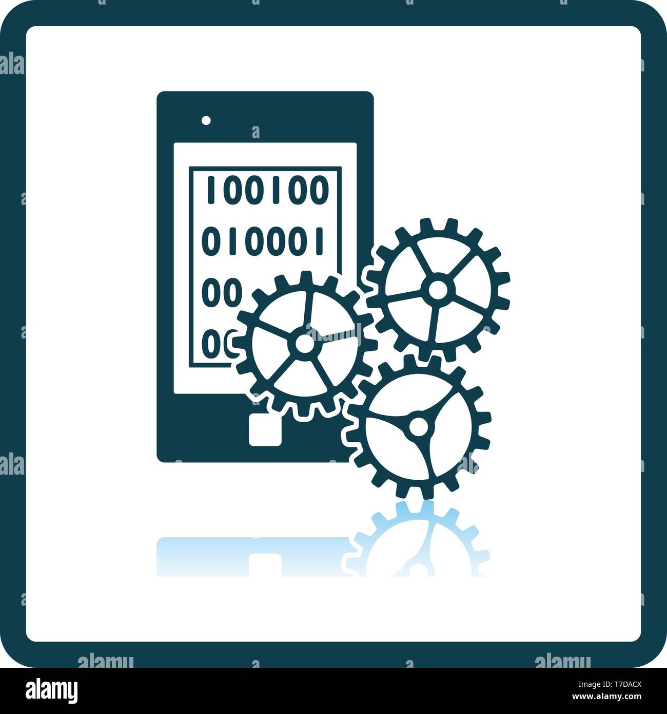 Mobile Development Icon. Square Shadow Reflection Design. Vector Illustration. Stock Vector