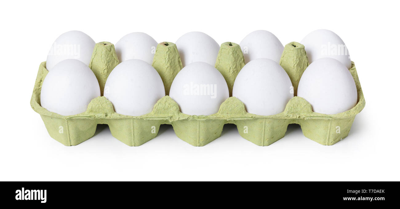 chicken eggs in the package on a white isolated background Stock Photo ...