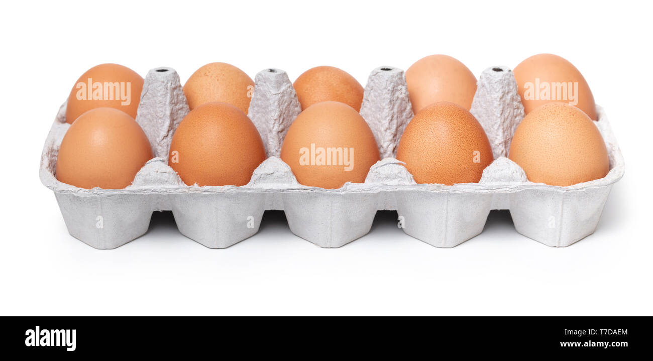 chicken eggs in the package on a white isolated background Stock Photo ...