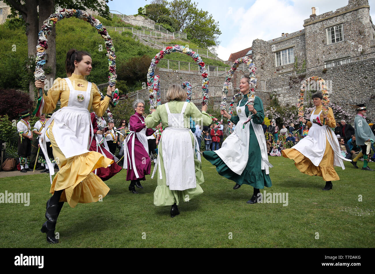 Ladies from The Knots of May, dance during the Lewes Garland Day at