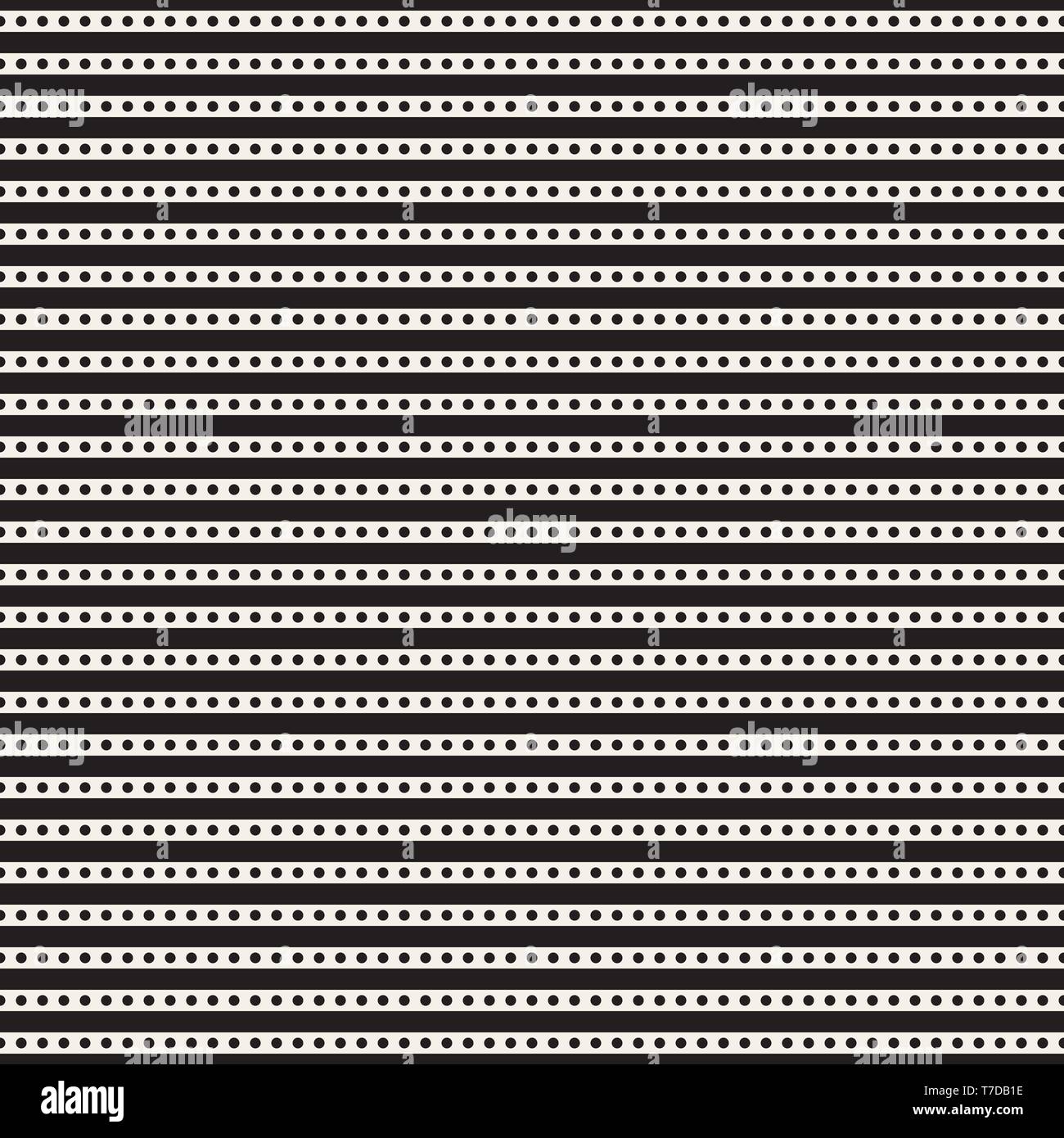 Vector seamless pattern. Repeating abstract background with circles. Graphic linear streaks with dots Stock Vector