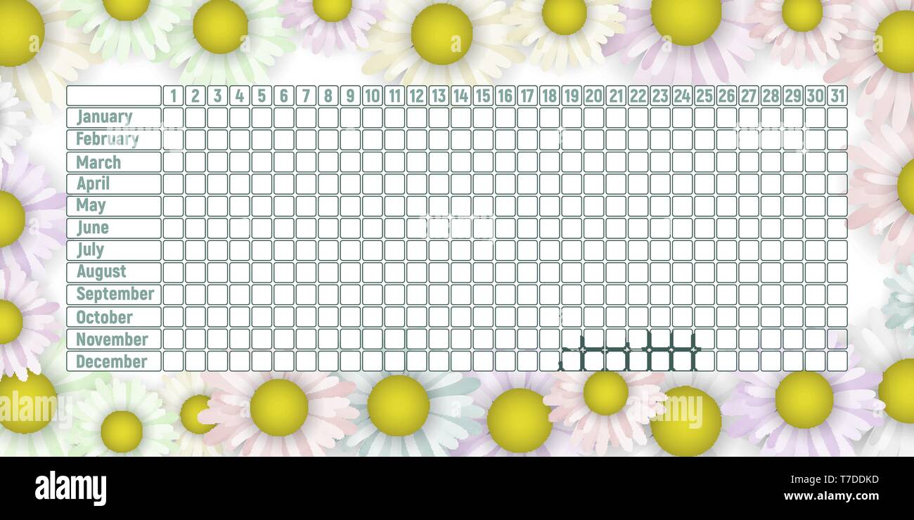 Menstrual period calendar. Monthly woman menstruation control. Vector