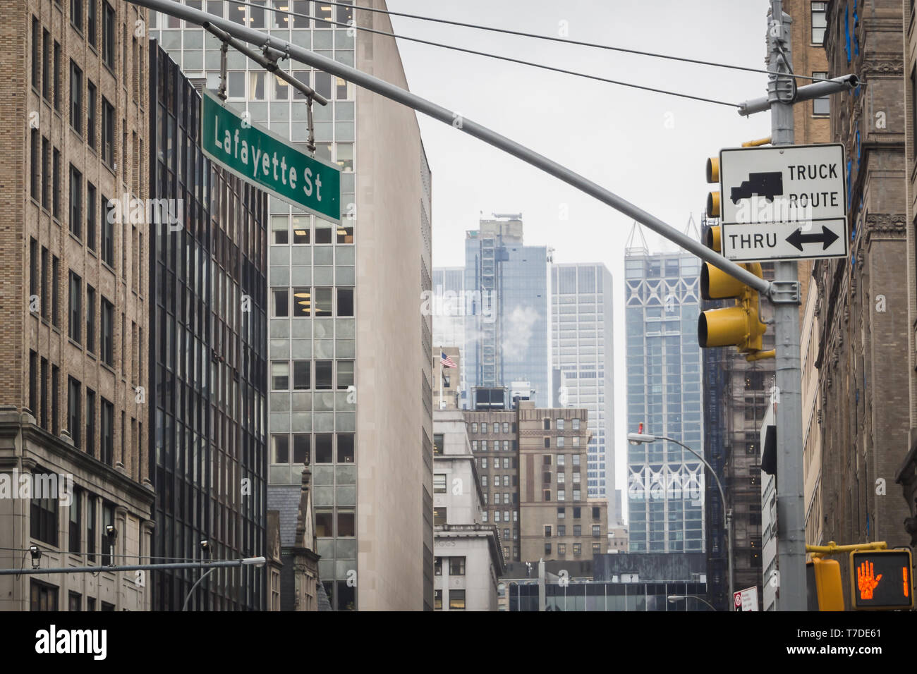 Manhattan from Lafayette Street in New York Stock Photo