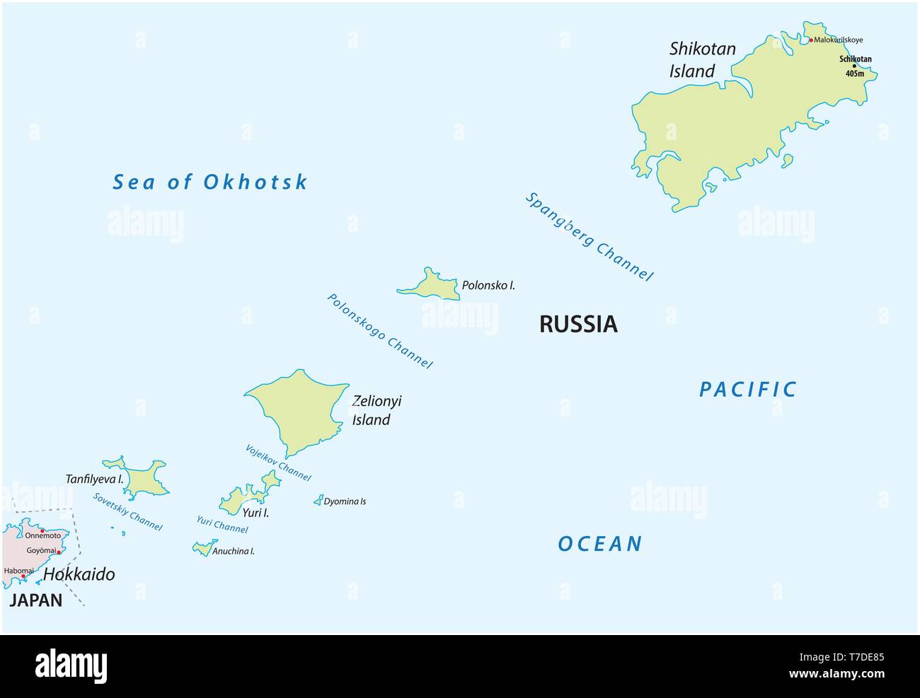 vector map of russian island group Habomai Stock Vector