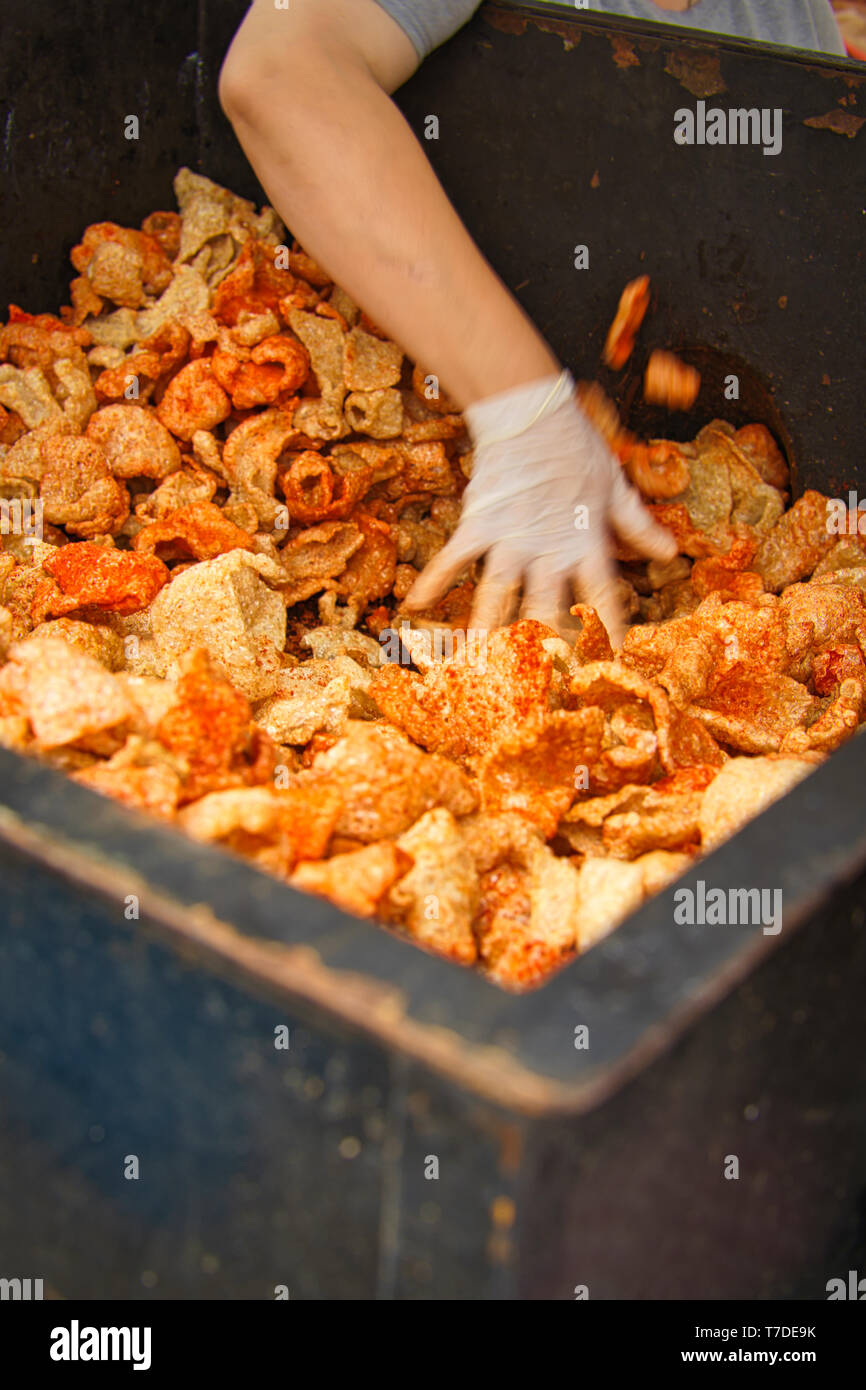 When it comes to street food, fresh made pork skins are a great treat