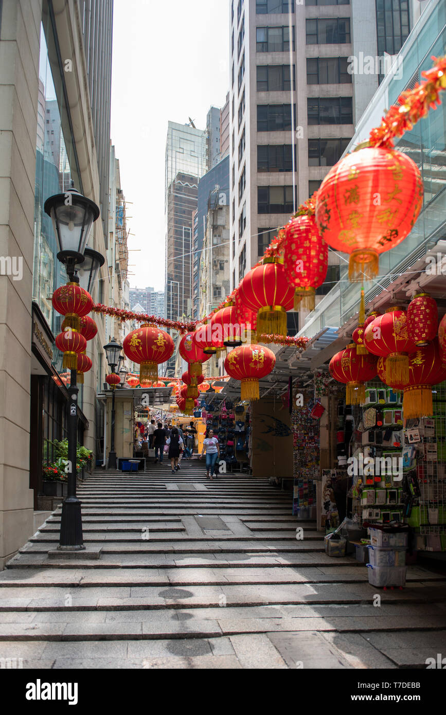 Hong Kong Streets and market stalls Stock Photo - Alamy