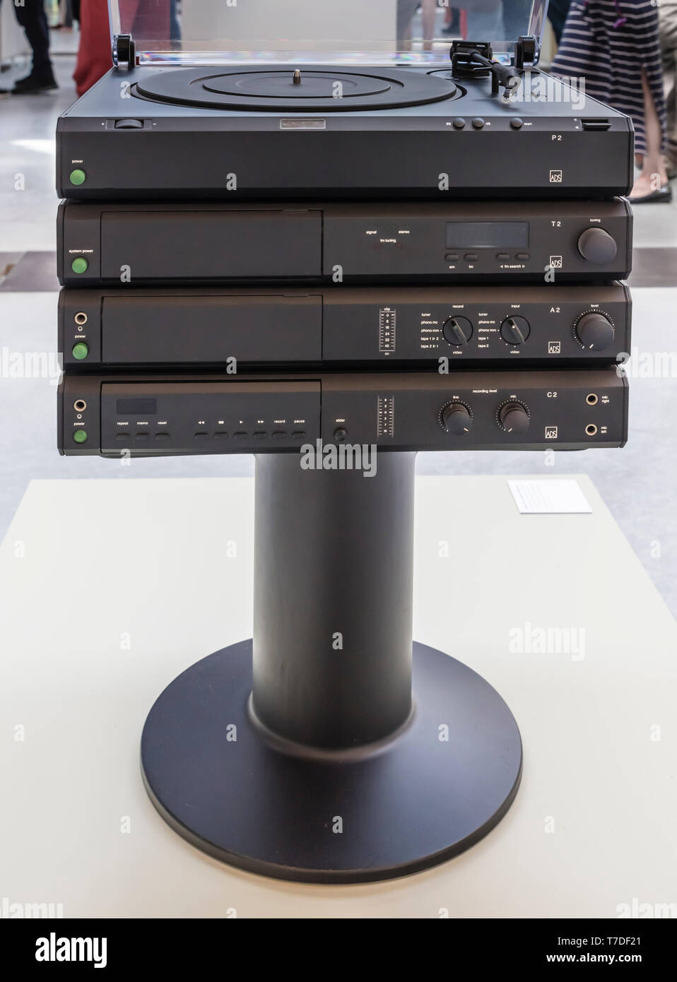 Iconic 20c Braun charcoal grey metal hifi stack designed by Dieter Rams ...