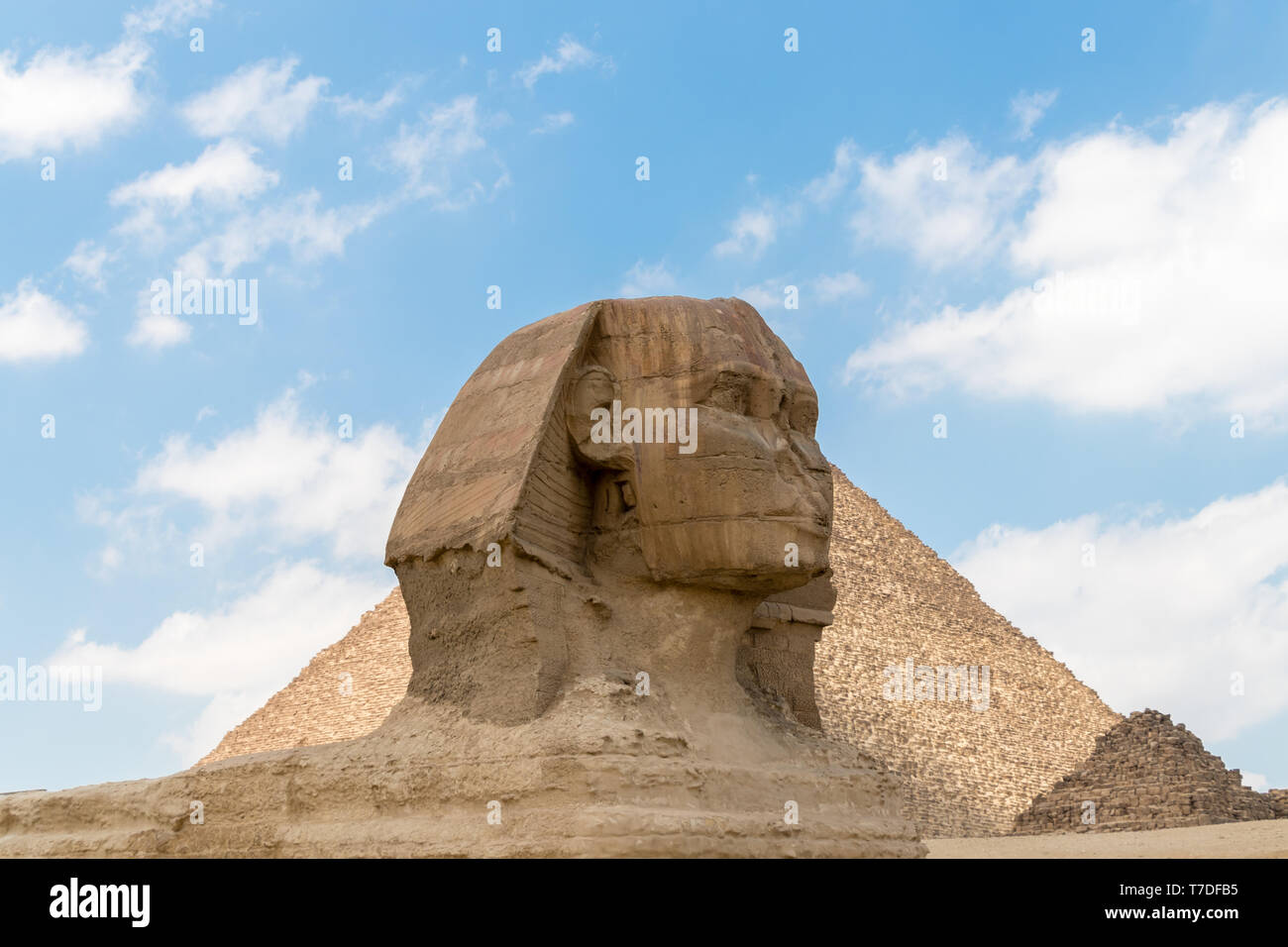 The Sphinx stand at the pharaoh's entrance tomb complex in Giza Stock ...