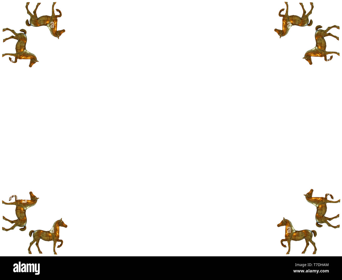 Brass horse corner. Vintage Design Elements Corners. White backgrounde