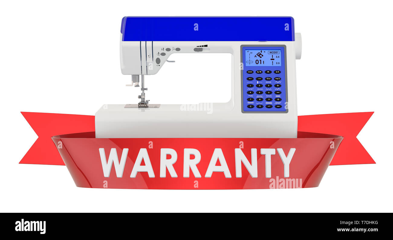 Sewing Machine warranty concept. 3D rendering isolated on white background Stock Photo