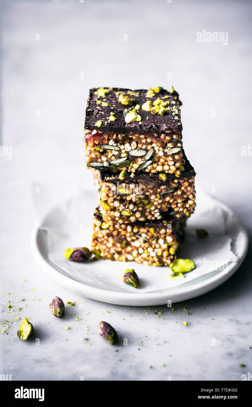 Puffed Quinoa, Date, and Tahini Bars Stock Photo Alamy