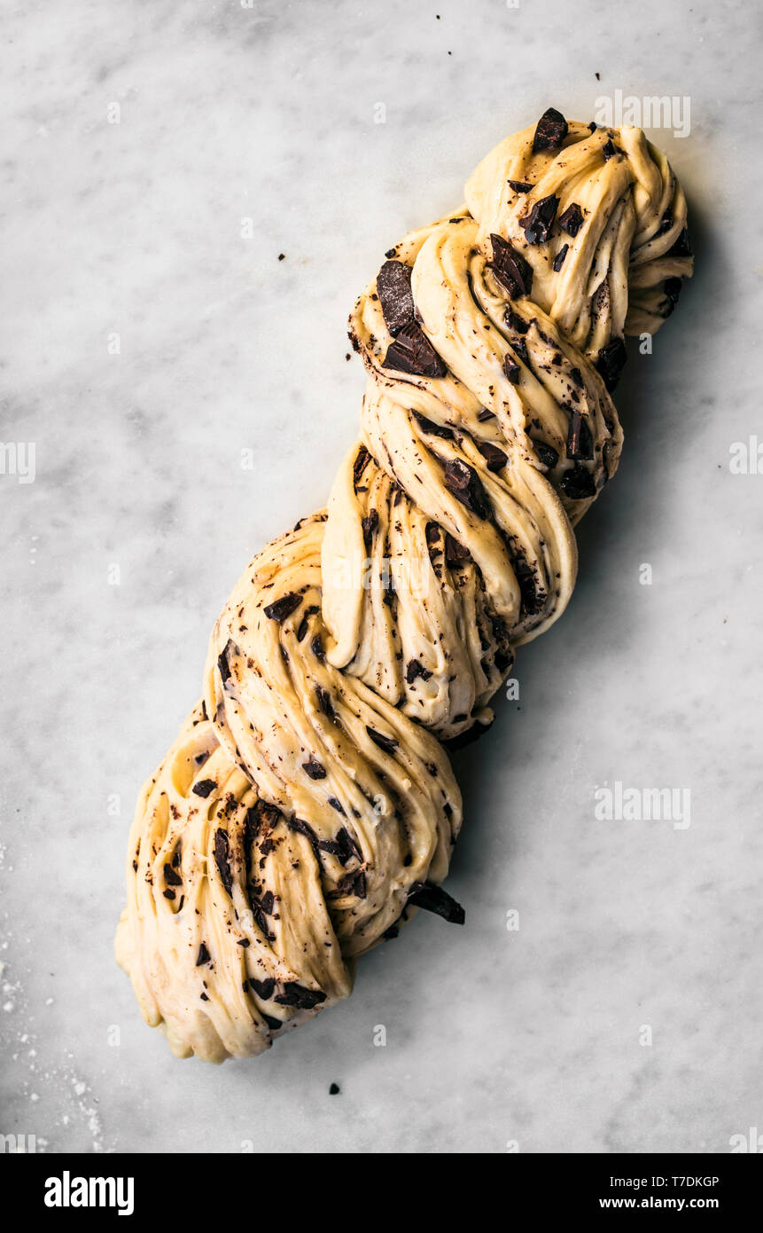 Honey Chocolate Babka Dough Stock Photo