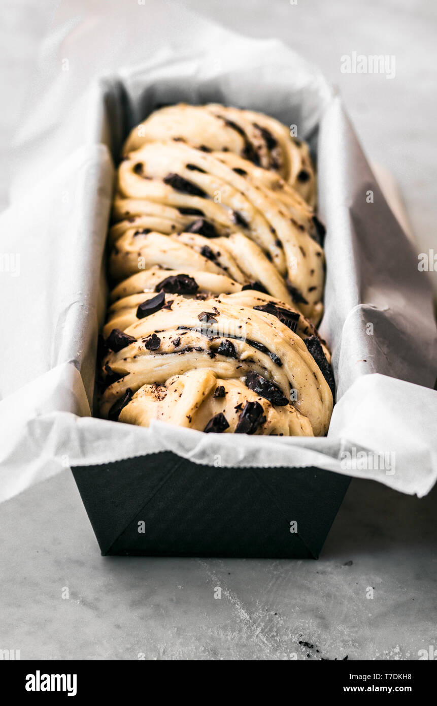 Honey Chocolate Babka Dough Stock Photo