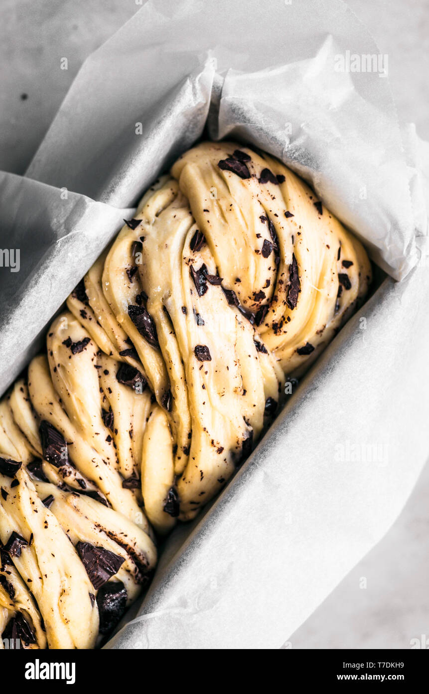 Honey Chocolate Babka Dough Stock Photo