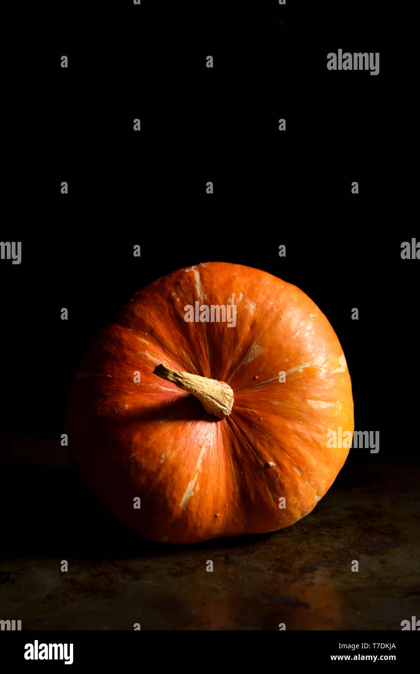 Pumpkin on a black background Stock Photo - Alamy