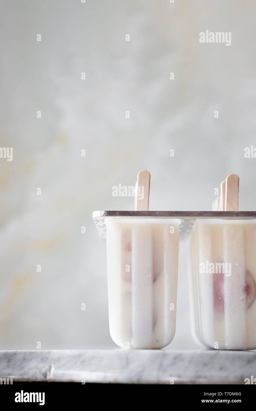 Yogurt Fruit Popsicles Stock Photo Alamy