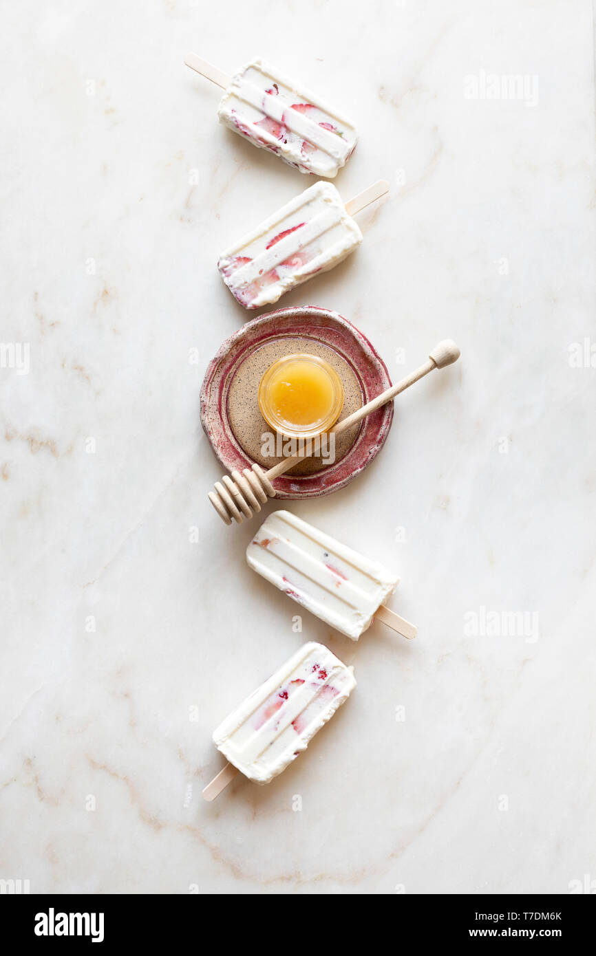 Yogurt Fruit Popsicles Stock Photo Alamy