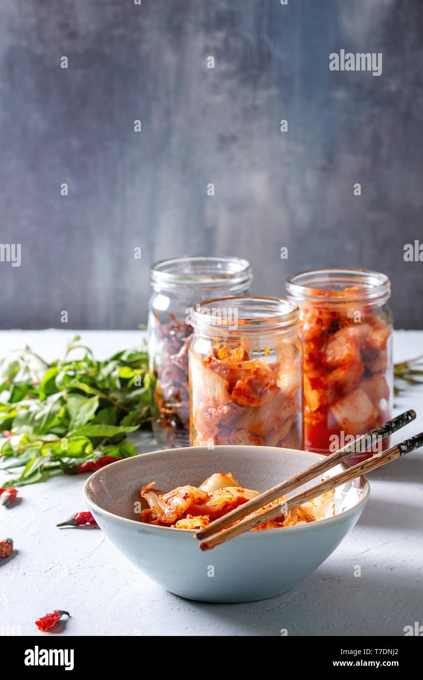 Korean traditional fermented appetizer kimchi cabbage and radish salad
