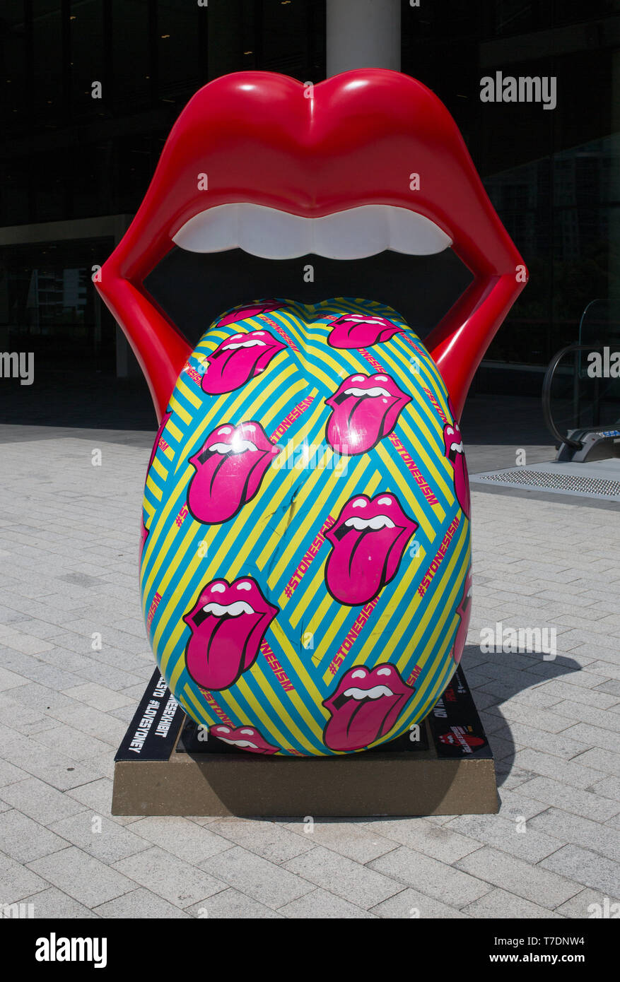 Statue outside The Rolling Stones exhibition, ICC Sydney, Australia. Stock Photo