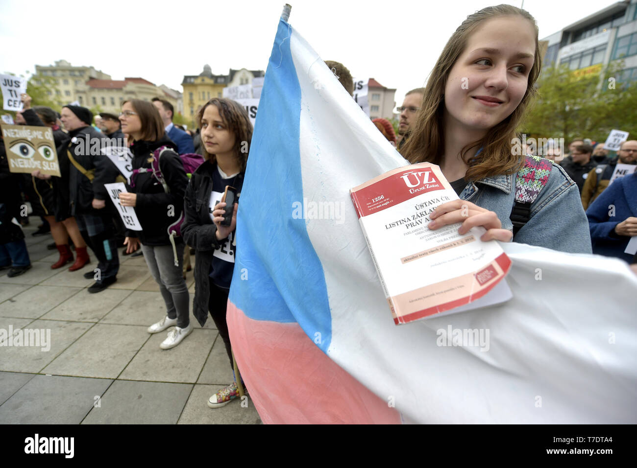 Ostrava, Czech Republic. 06th May, 2019. People joined another protest in Ostrava, Czech Republic, May 6, 2019, protesting against Czech Prime Minister Andrej Babis, his plan to have Marie Benesova installed as justice minister and against what the organising NGO Million Moments for Democracy views as impending attacks on the independence of the judiciary. Protests are simultaneously held in Prague, Brno and other Czech towns. Credit: Jaroslav Ozana/CTK Photo/Alamy Live News Stock Photo