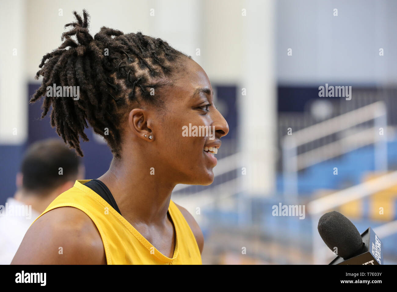 WNBA 2019: Nneka Ogwumike during the Los Angeles Sparks day 2 of training camp at LA Southwest College in Los Angeles, Ca on May 6, 2019. (Photo by Jevone Moore) Stock Photo