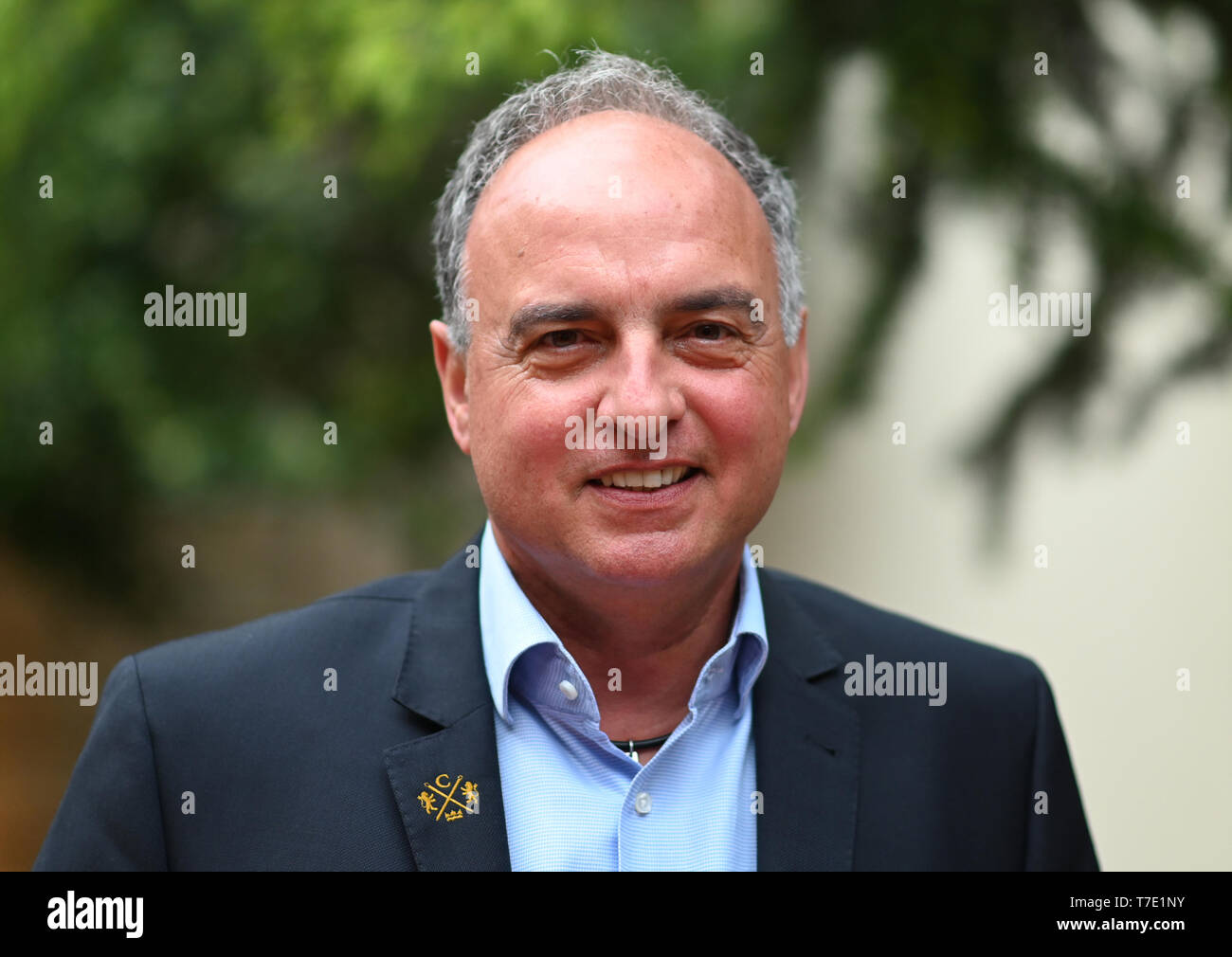 Rust, Germany. 06th May, 2019. Former footballer Hansi Müller is standing  in front of a charity event in the entrance area of Europa-Park. Credit:  Patrick Seeger/dpa/Alamy Live News Stock Photo - Alamy