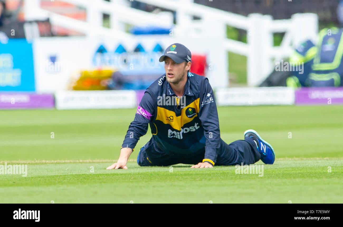 Brighton, UK. 7th May 2019 - Billy Root of Glamorgan fielding during the Royal London One-Day Cup match between Sussex Sharks and Glamorgan at the 1st Central County ground in Hove. Credit : Simon Dack / Alamy Live News Stock Photo