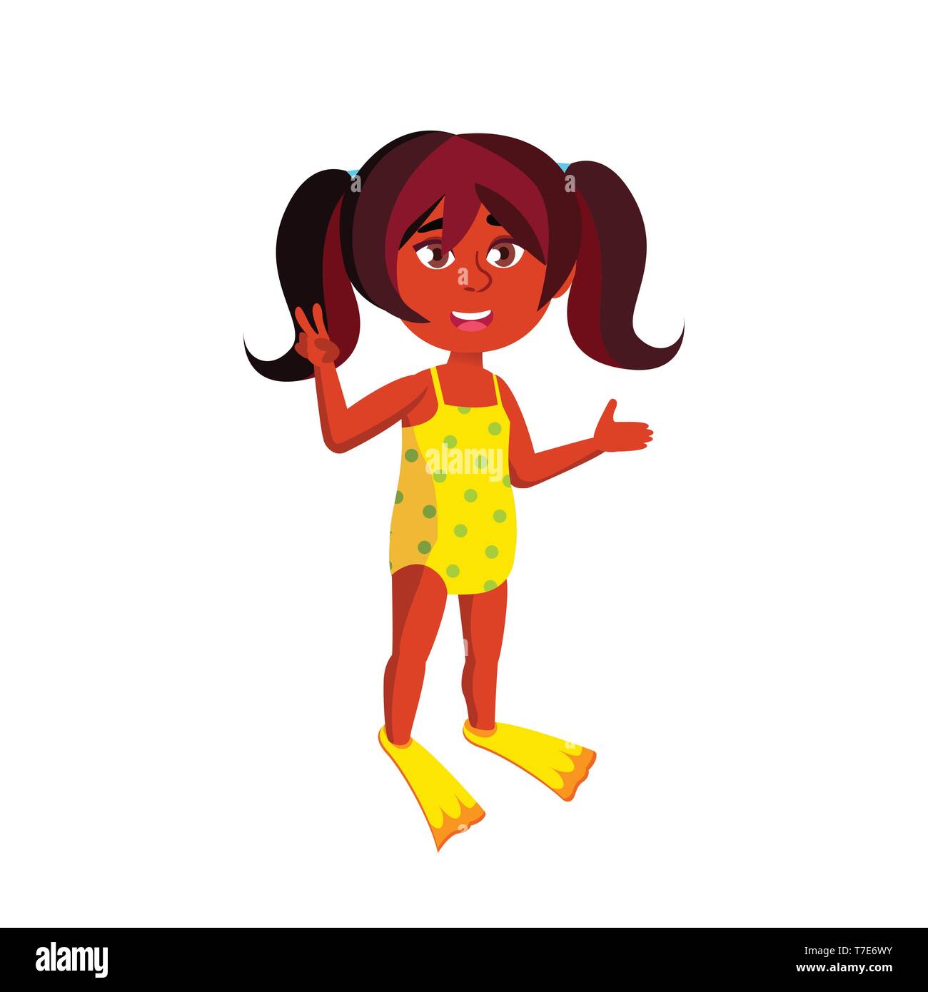 Indian Child Girl Cartoon Isolated Vector Illustration Stock Vector