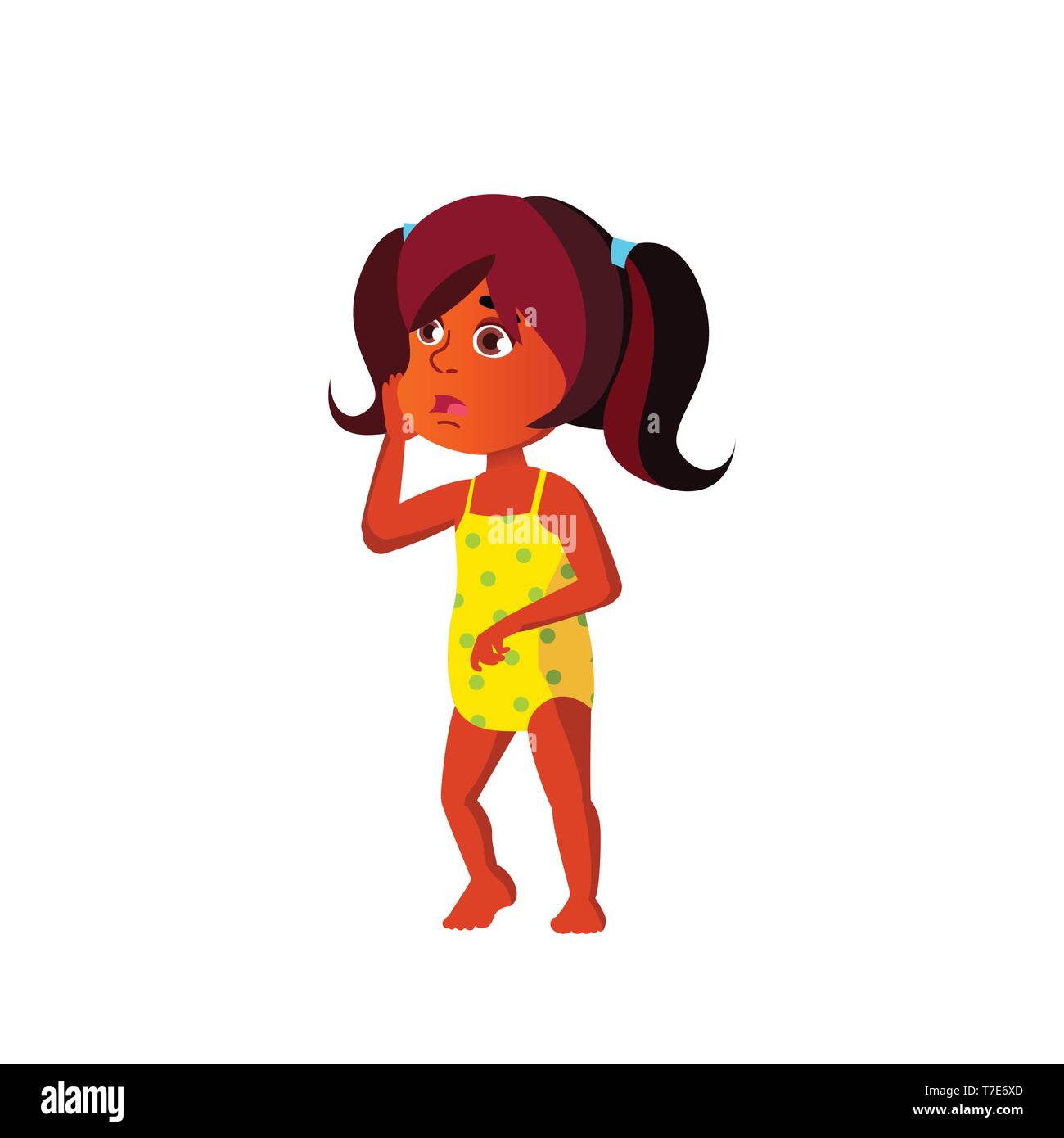 Indian Child Girl Cartoon Isolated Vector Illustration Stock