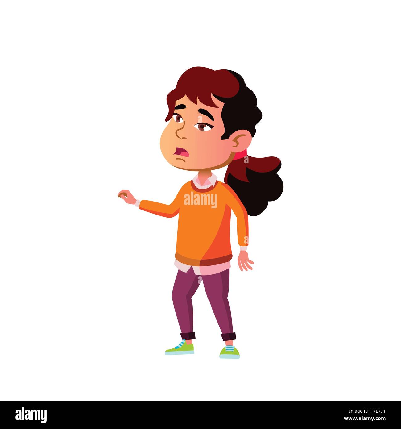 Asian Child Girl Cartoon Isolated Vector Illustration Stock Vector ...