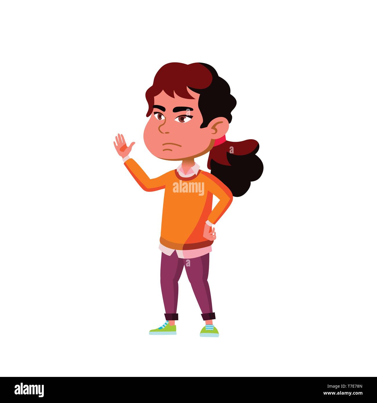 Asian Child Girl Cartoon Isolated Vector Illustration Stock Vector ...