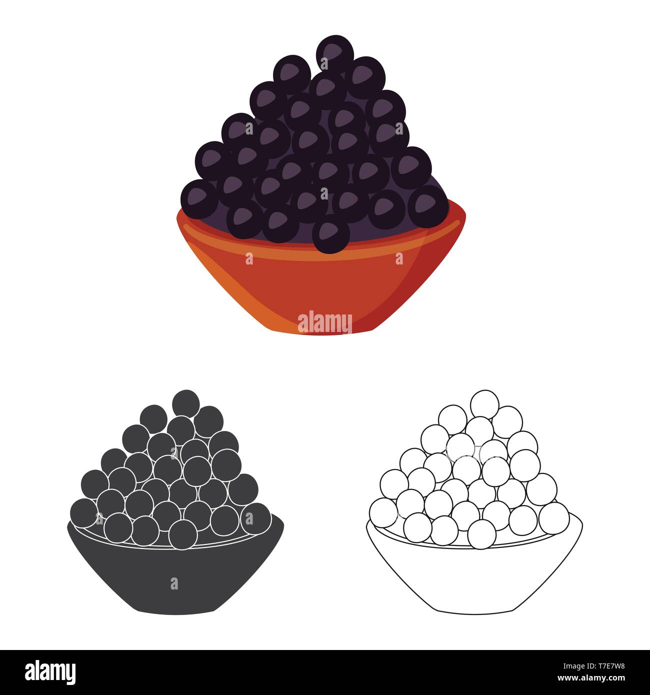 Vector design of caviar and black icon. Set of caviar and fish stock ...