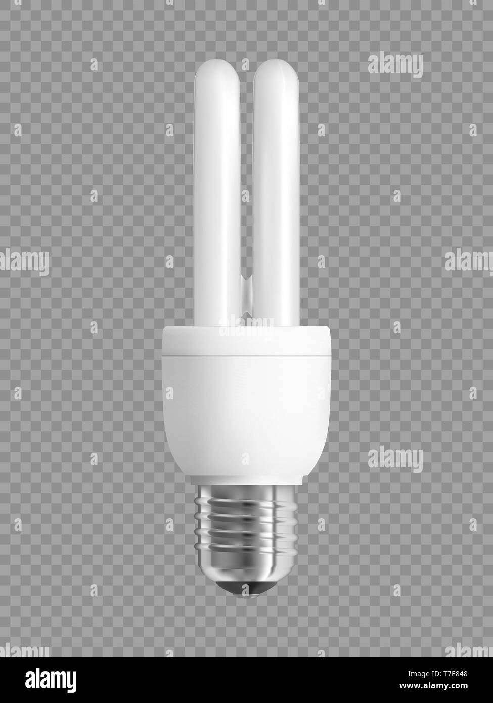 Energy saving light bulb on transparent background. Realistic vector illustration. Stock Vector