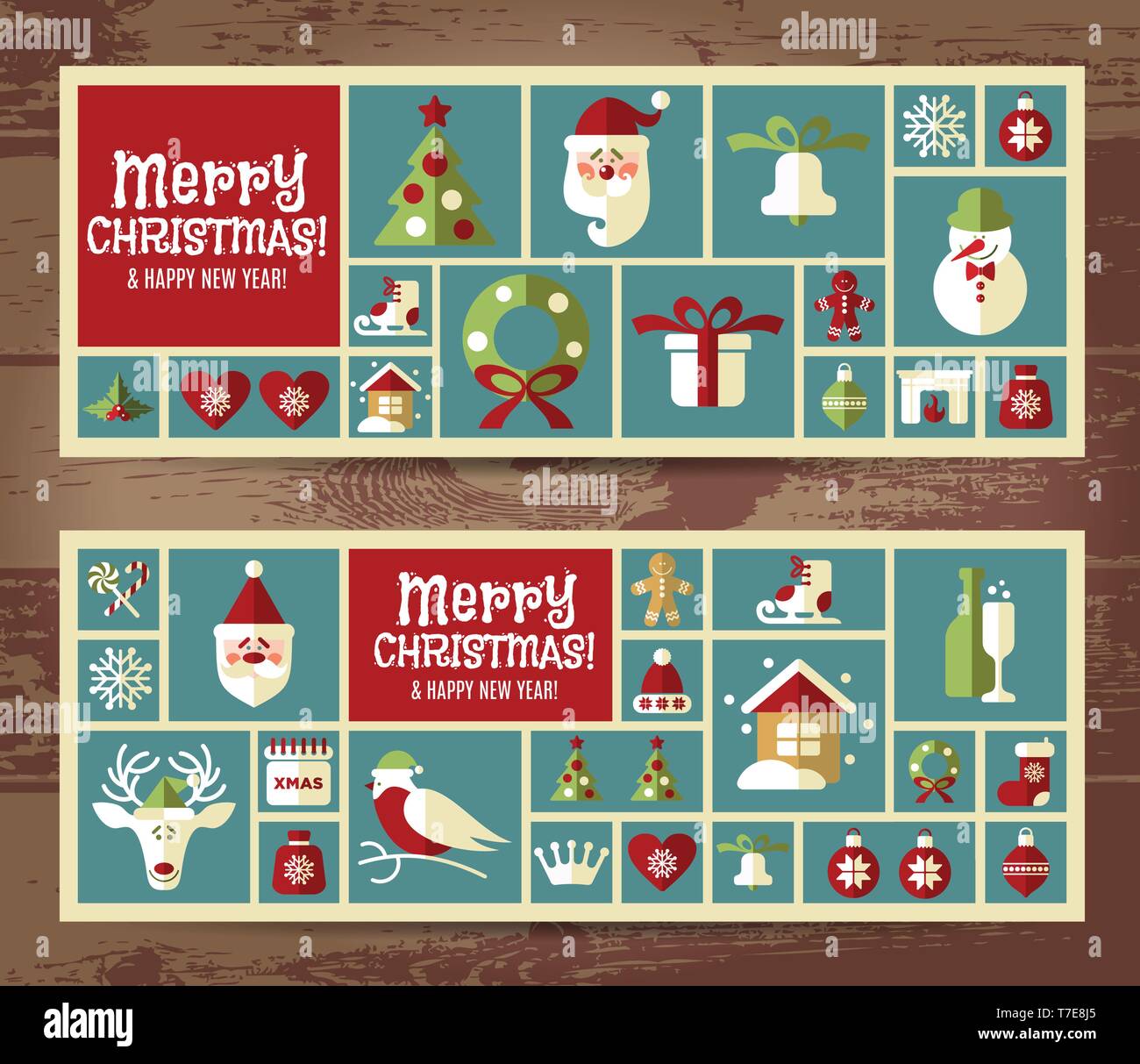 Christmas illustration. Vector set of icons Stock Vector Image & Art ...
