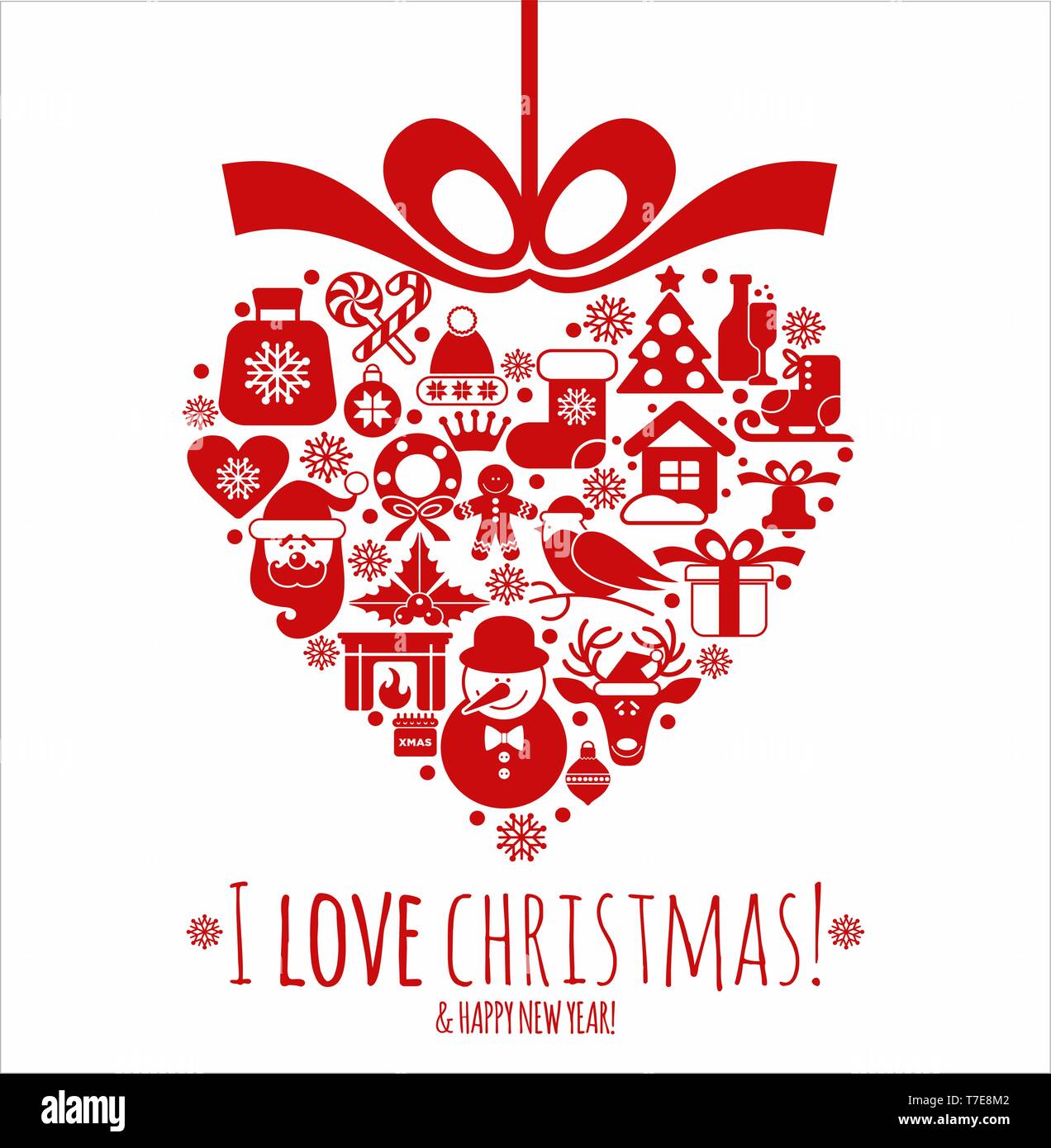 Christmas illustration. Vector set of icons Stock Vector Image & Art ...
