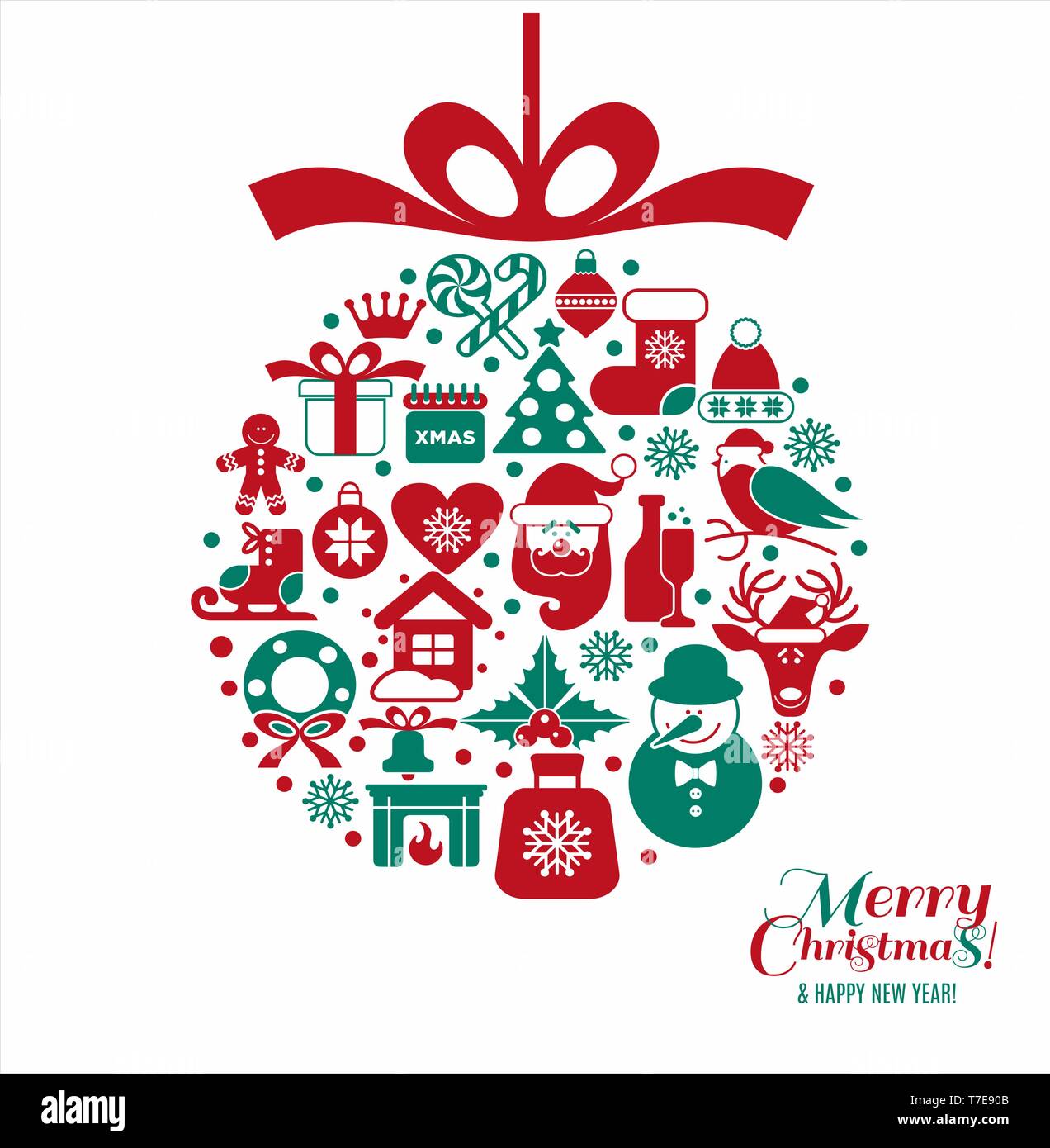 Christmas illustration. Vector set of icons Stock Vector Image & Art ...