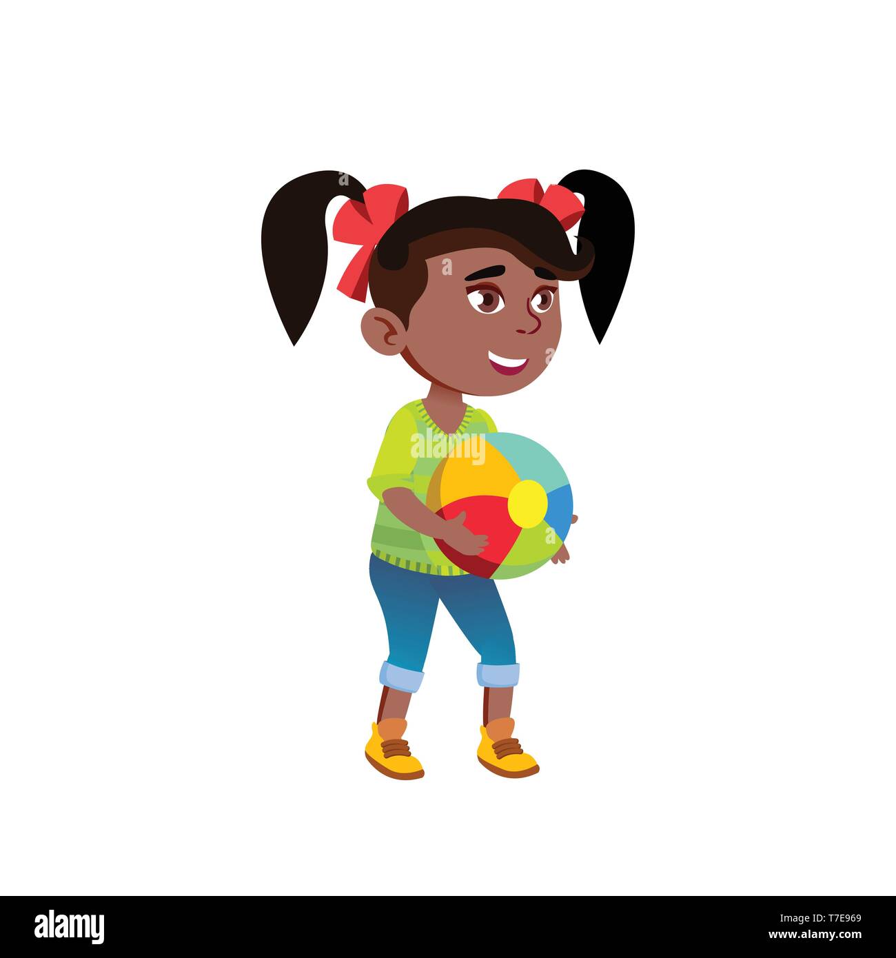Black, African American Child Girl Cartoon Isolated Vector Illustration  Stock Vector Image & Art - Alamy