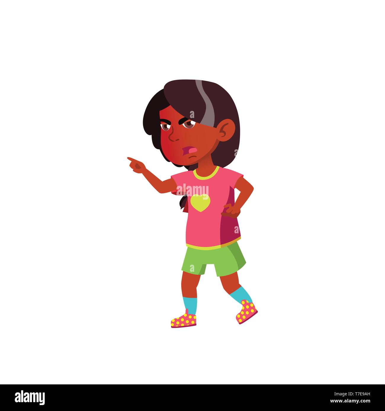 Indian Child Girl Cartoon Isolated Vector Illustration Stock