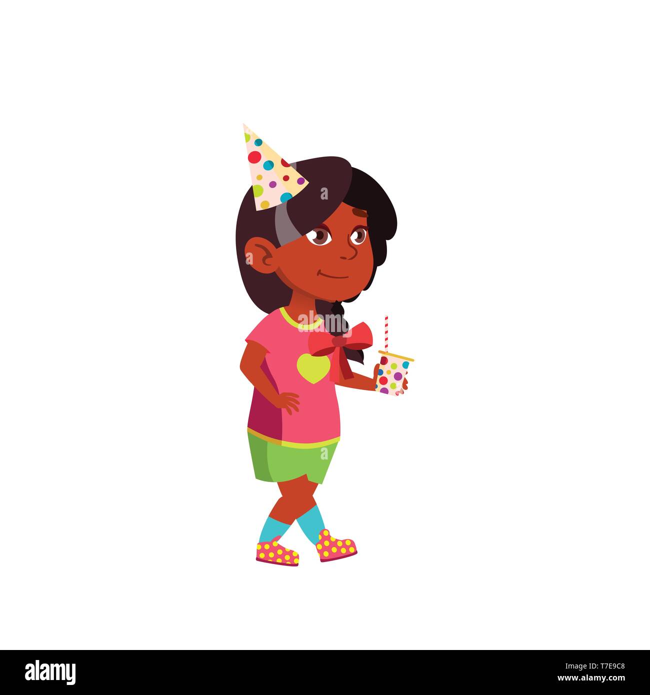 Indian Child Girl Cartoon Isolated Vector Illustration Stock