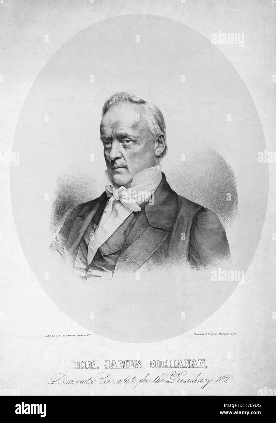 Hon. James Buchanan, Democratic Candidate for the Presidency, Lithograph & Published by Thomas Rabuske, N.Y., 1856 Stock Photo