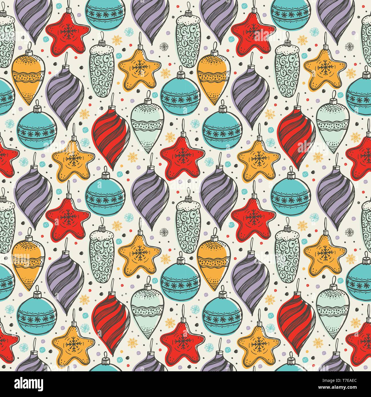 Christmas seamless pattern with hand drawn symbols Stock Vector Image ...